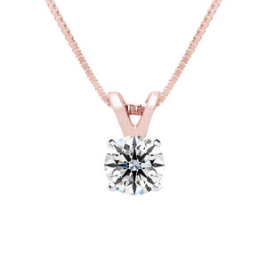 1/4 Carat Lab Grown Diamond Soltiaire Necklace In 14K Rose Gold, 18 Inches